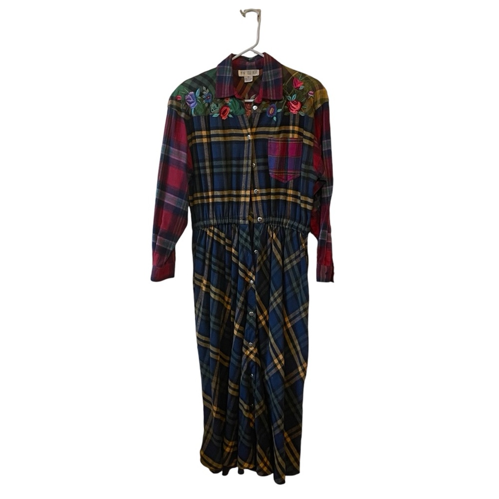 Vintage 90s Mixed Print Plaid Dress